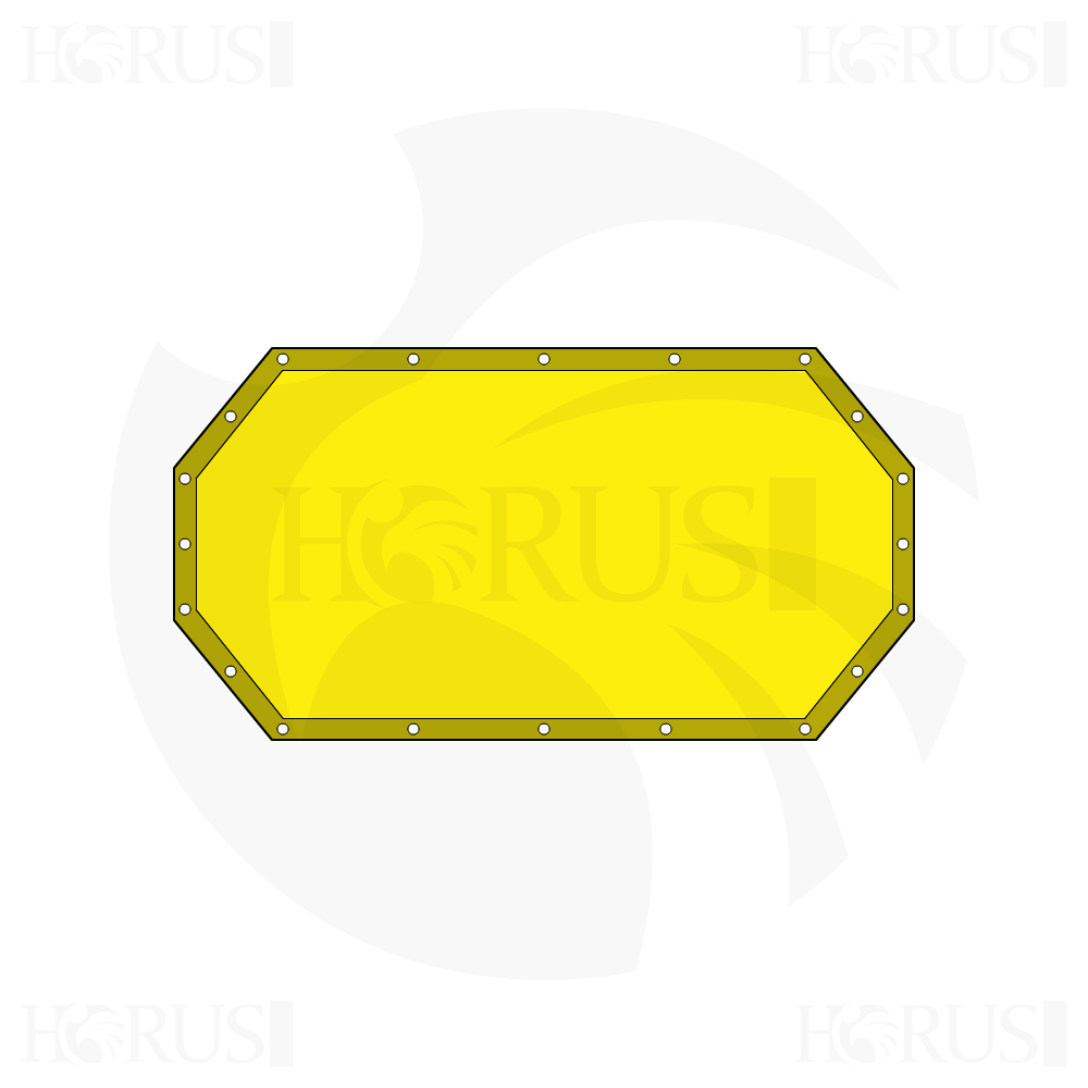Bâche plate hexagonale en Protect cover 705 670gr/m², toile PVC Etanche Jaune citron d'une dimension de 4x1.5m