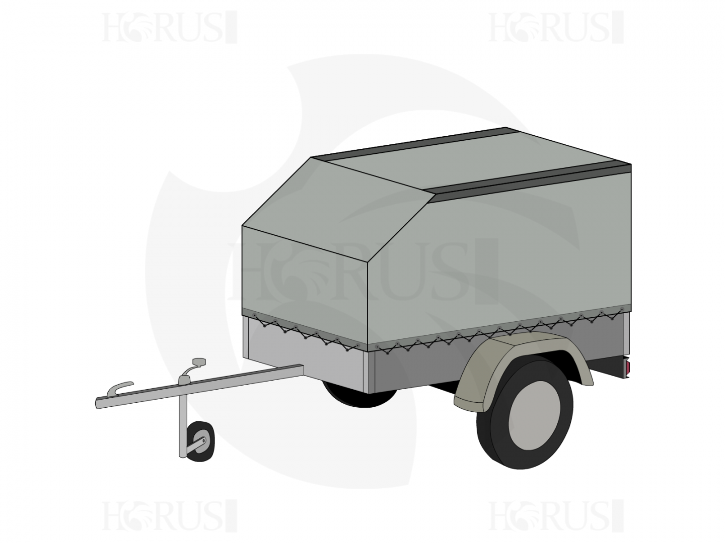 Bâche pour remorque bagagère Aérodynamique en Protect cover 705 670gr/m², toile PVC Etanche Gris clair