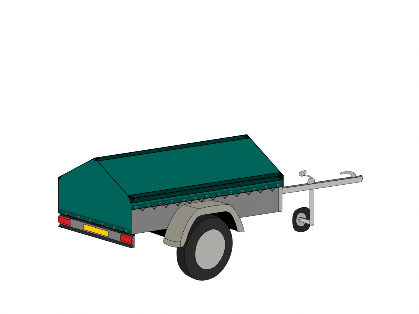 Bâche pour remorque bagagère Basse flèche en Protect cover 705 670gr/m², toile PVC Etanche Vert industrie