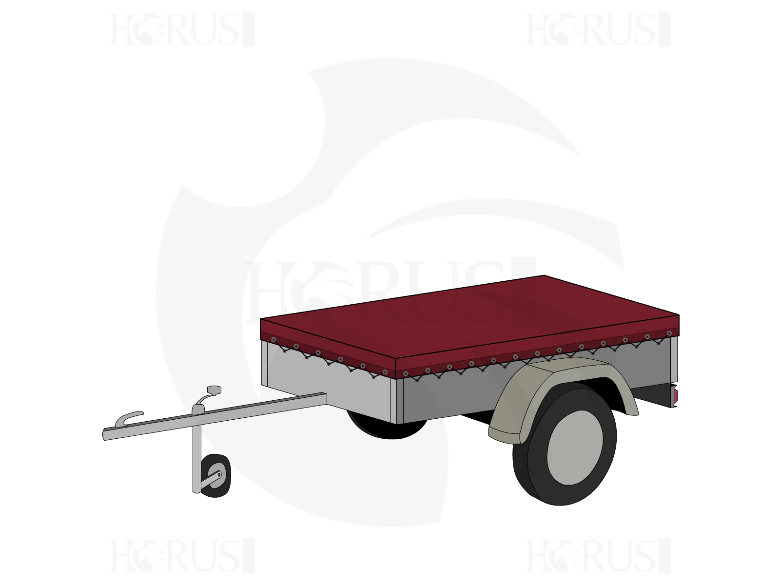 Bâche pour remorque bagagère Basse droite en Protect cover 705 670gr/m², toile PVC Etanche Bordeaux