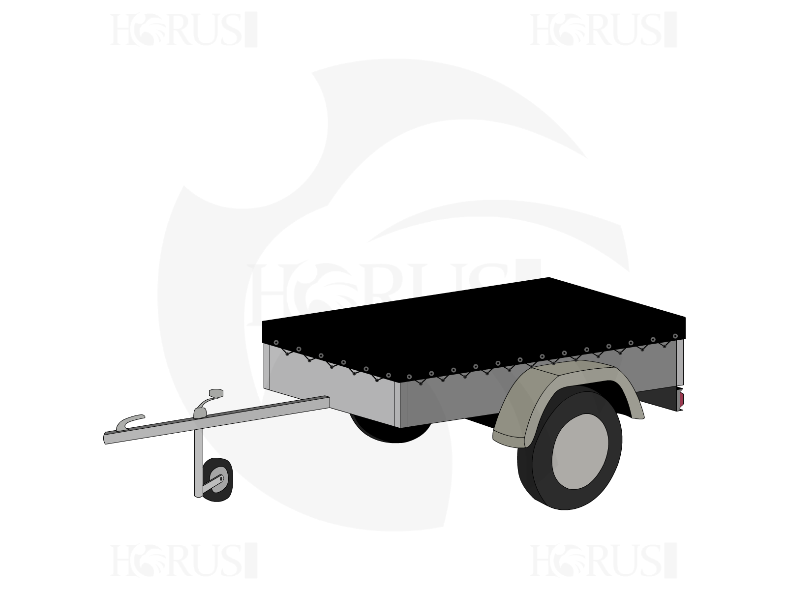 Bâche pour remorque bagagère Basse droite en Protect cover 705 670gr/m², toile PVC Etanche Noir