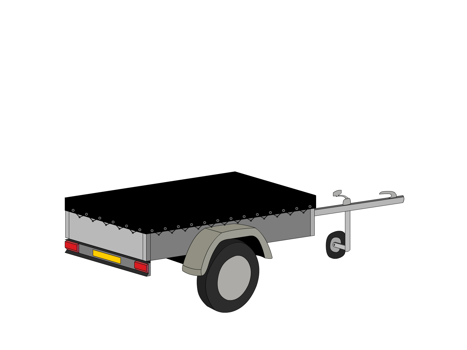 Bâche pour remorque bagagère Basse droite en Protect cover 705 670gr/m², toile PVC Etanche Noir