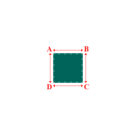Bâche plate rectangle en Protect cover 705 670gr/m², toile PVC Etanche Vert industrie RAL 6026 - 1x1m