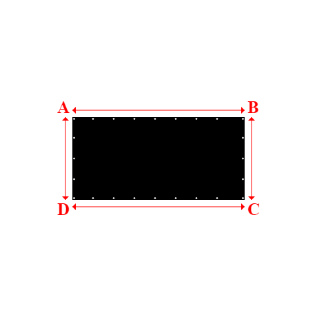 Bâche plate rectangle en Protect cover 705 670gr/m², toile PVC Etanche Noir RAL 9005 - 2.5x1.2m