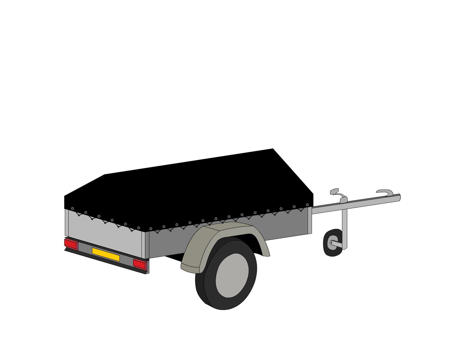 Bâche pour remorque bagagère Basse flèche en Protect cover 705 670gr/m², toile PVC Etanche Noir RAL 9005