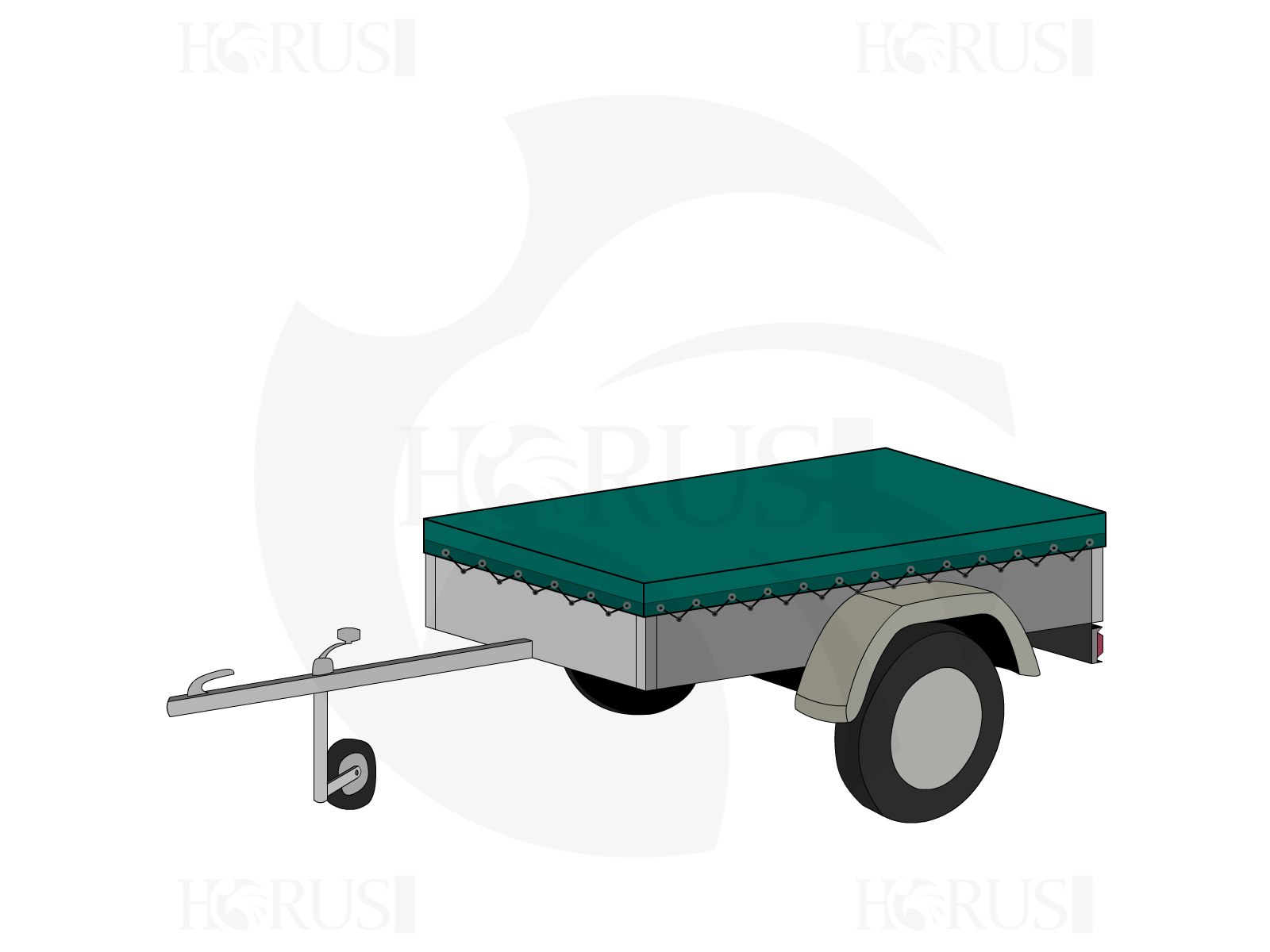 Bâche pour remorque bagagère Basse droite en Protect cover 705 670gr/m², toile PVC Etanche Vert industrie RAL 6026