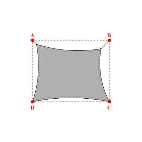 Voile d'ombrage rectangle en Soltis Perform 92 alu/gris moyen 92-2074 - 419x345m