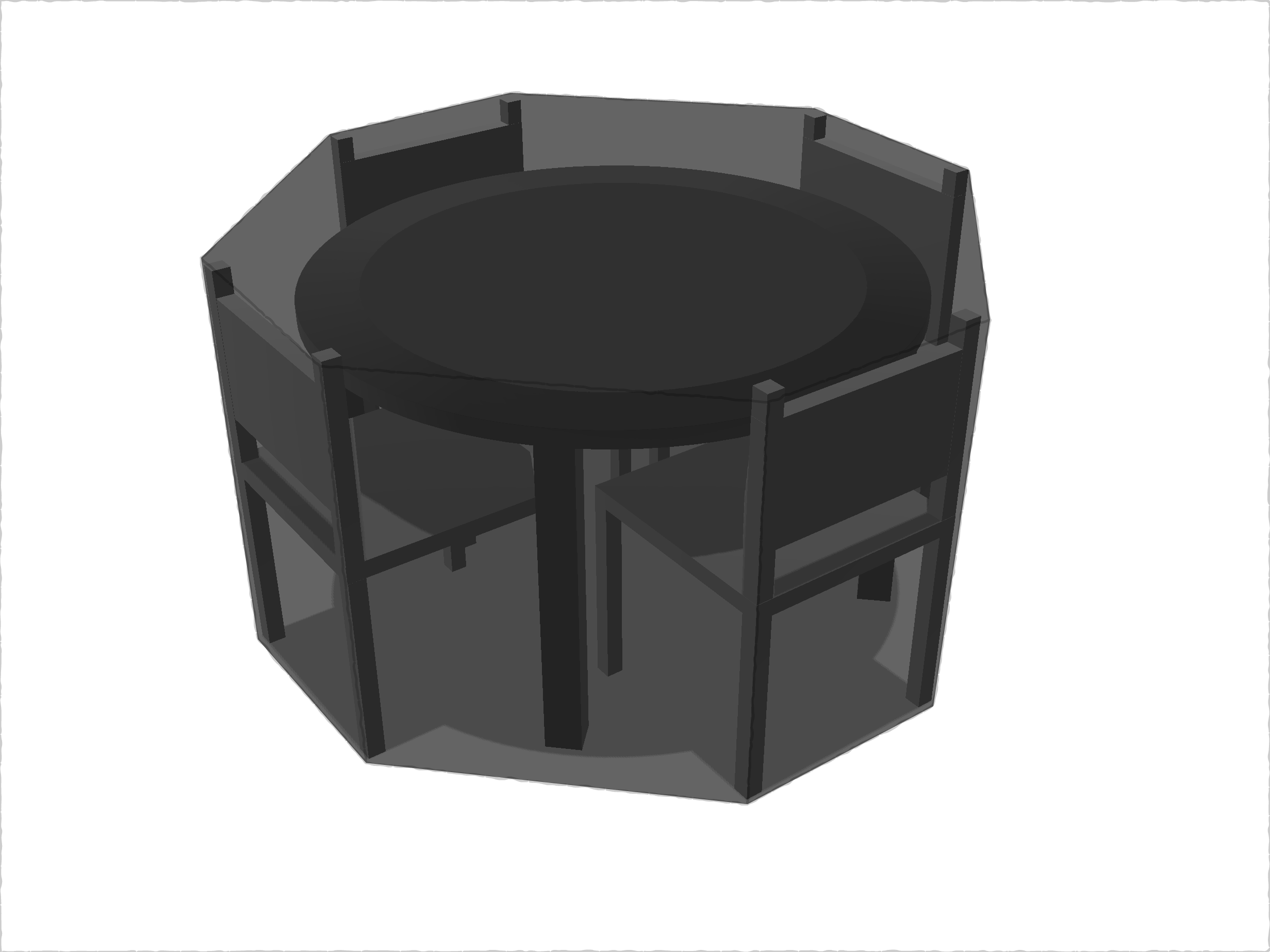 Table de jardin ronde avec chaises en  