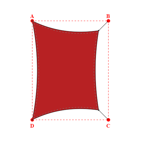Voile d'ombrage rectangle en Soltis Perform 92 Rouge 92-8255 - 436x522m