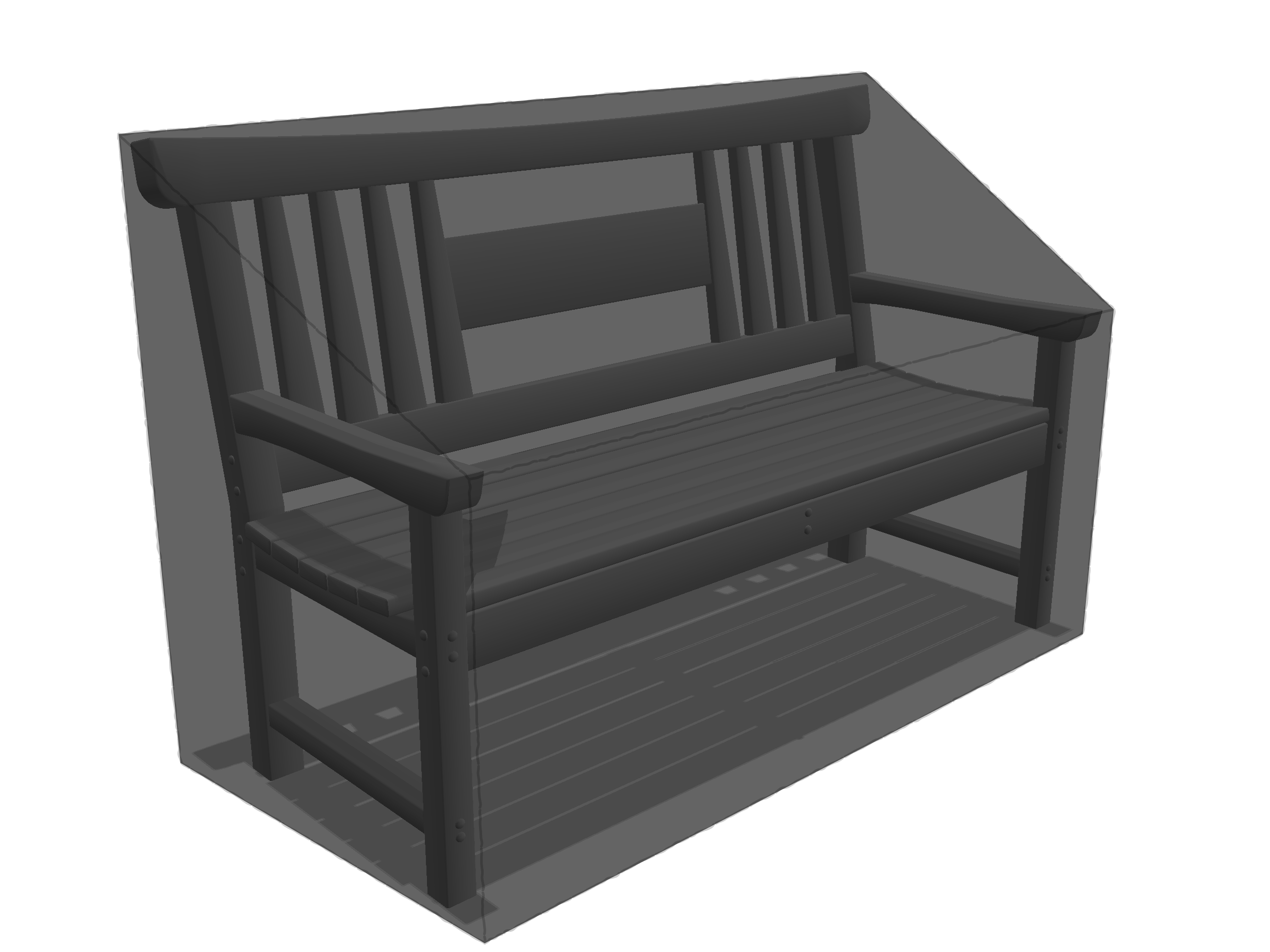Banc de jardin en Protect cover 705 670gr/m², toile PVC Etanche Noir RAL 9005