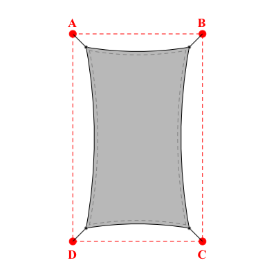 Voile d'ombrage rectangle en Soltis Perform 92 alu/alu 92-2048 - 199x349m