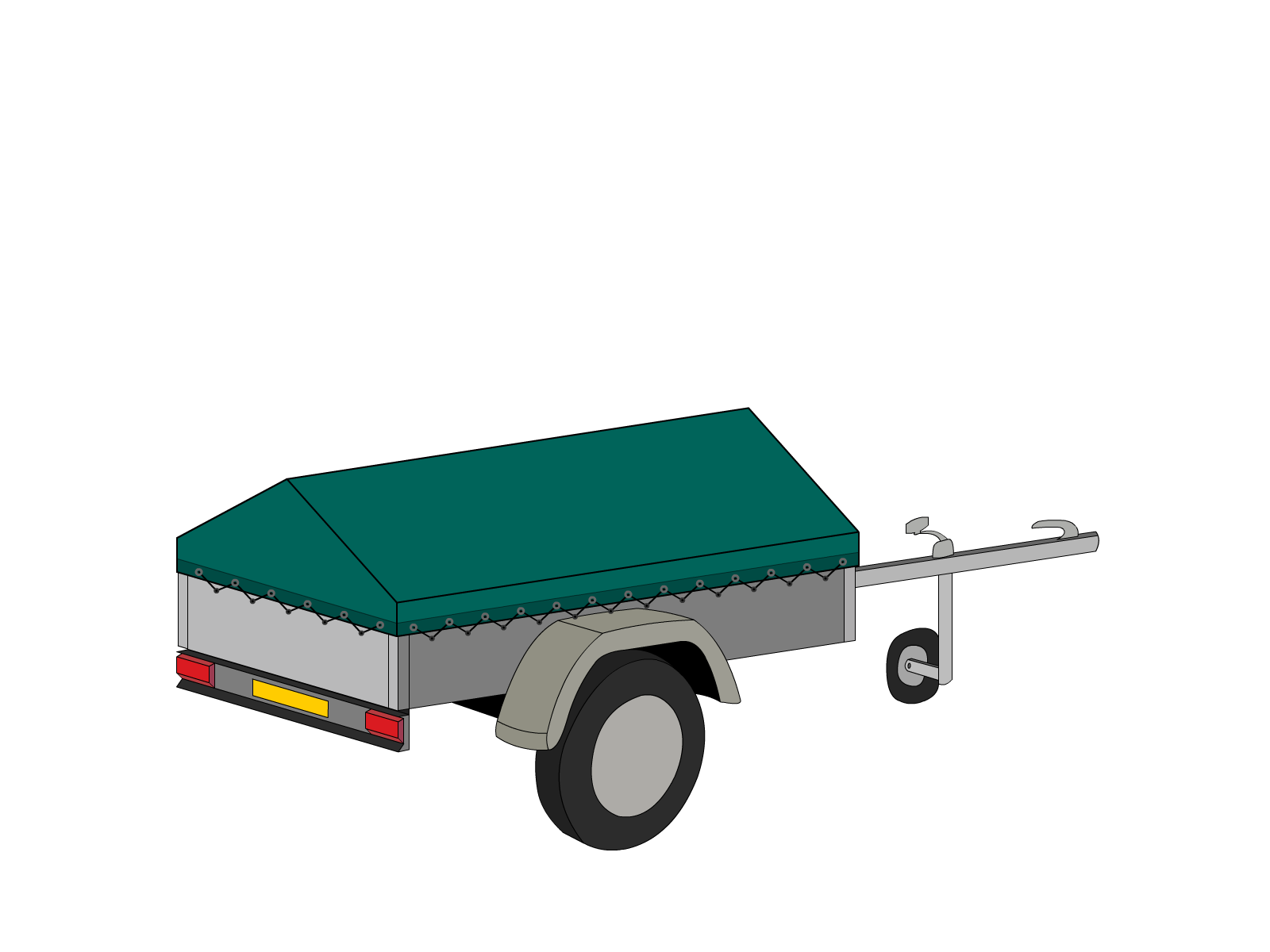 Bâche pour remorque bagagère Basse flèche en Protect cover 705 670gr/m², toile PVC Etanche Vert industrie RAL 6026