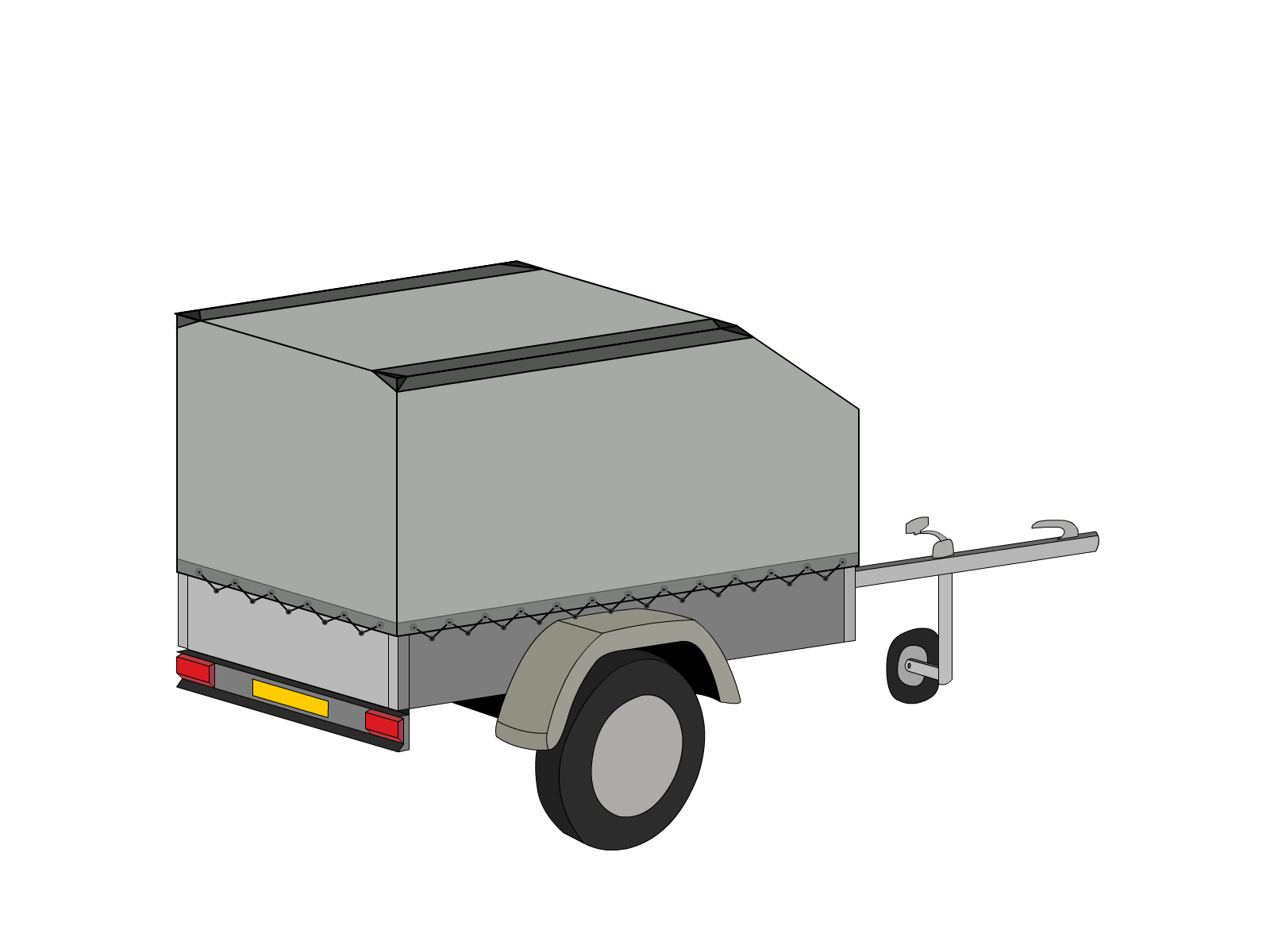 Bâche pour remorque bagagère Aérodynamique en Protect cover 705 670gr/m², toile PVC Etanche Gris clair RAL 7038