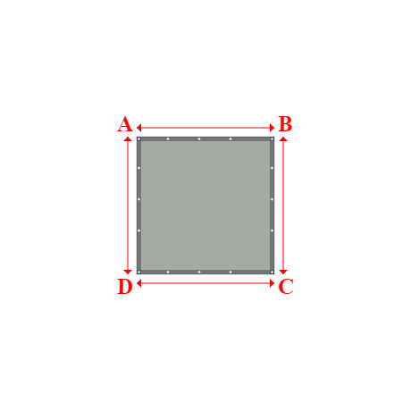 Bâche plate rectangle en Protect cover 705 670gr/m², toile PVC Etanche Gris clair RAL 7038 - 1.54x1.54m