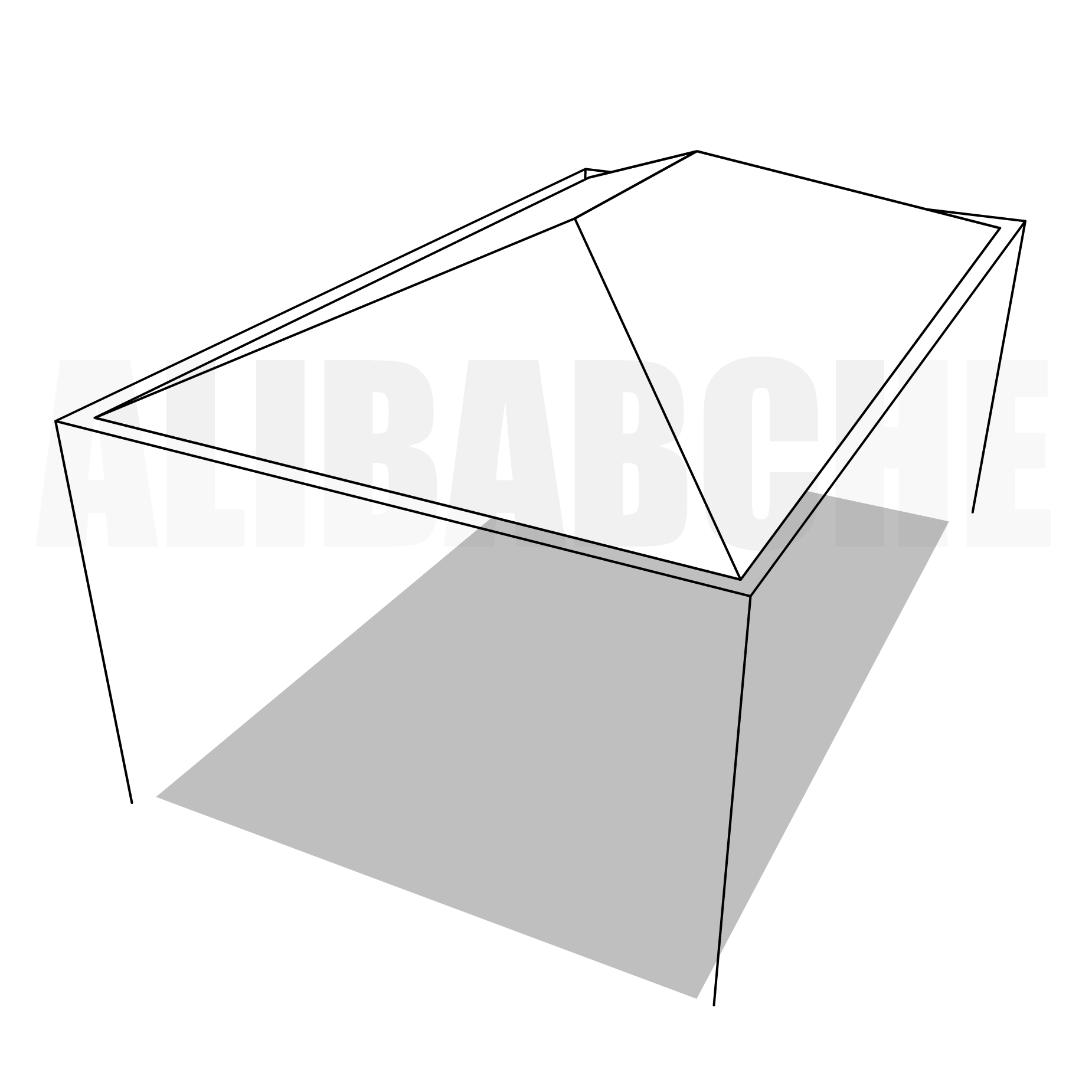 Bâche tonnelle rectangle 4 pentes avec faîtage en Protect cover 705 670gr/m², toile PVC Etanche Blanc RAL 9016 - 4.4x2.9m