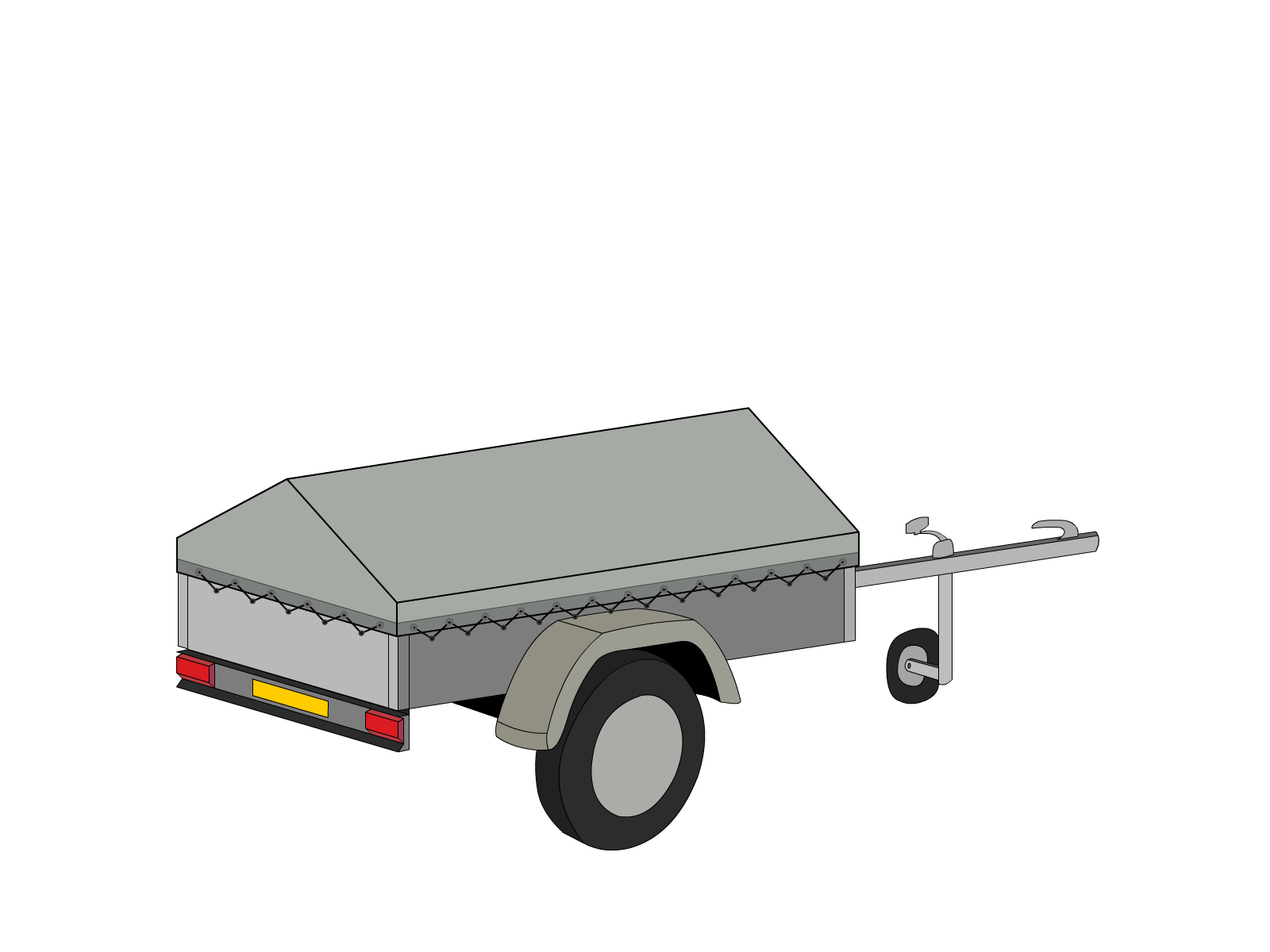 Bâche pour remorque bagagère Basse flèche en Protect cover 705 670gr/m², toile PVC Etanche Gris clair RAL 7038