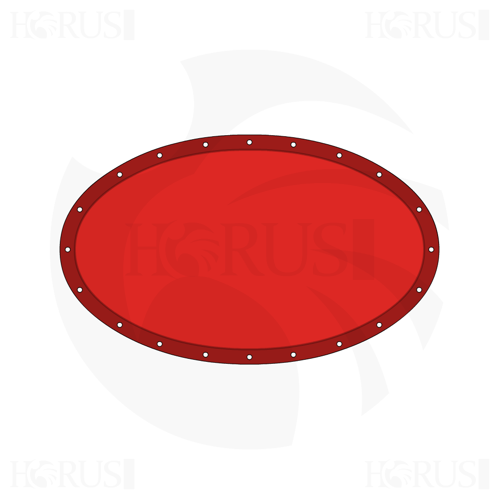 Bâche plate ovale en Protect cover 705 670gr/m², toile PVC Etanche Rouge RAL 3002 d'une dimension de 2x1m