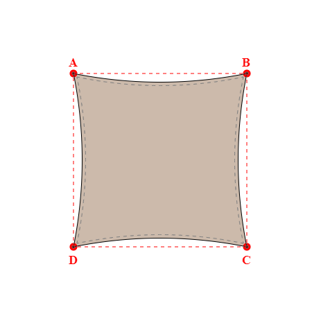 Voile d'ombrage carrée en Soltis Lounge 96 Sandy beige 96-2135 - 2,50x2,50m