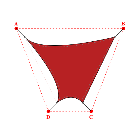 Voile d'ombrage trapèze en Soltis Perform 92 Rouge 92-8255 - 5,89x4,69m