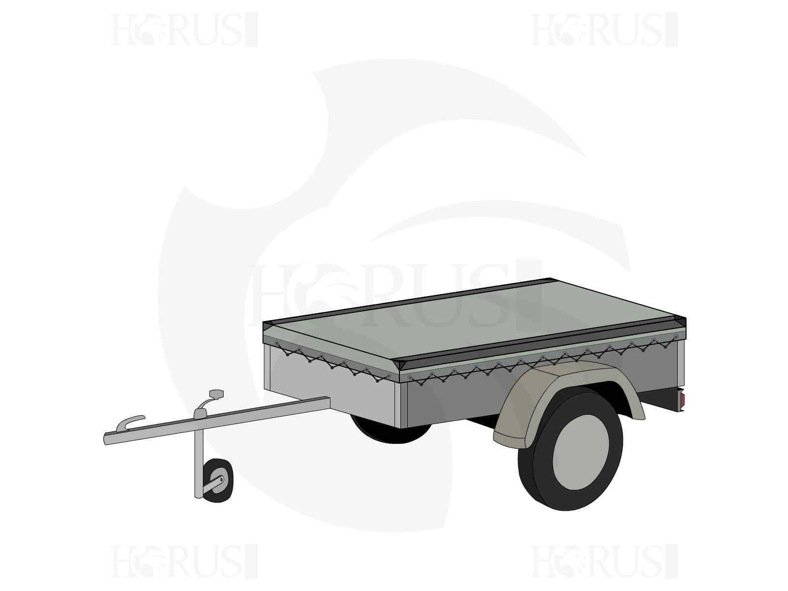 Bâche pour remorque HUMBAUR en Protect cover 705 670gr/m², toile PVC Etanche Gris clair RAL 7038