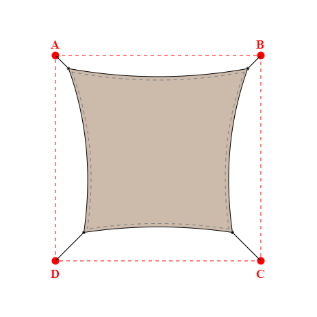 Voile d'ombrage rectangle en Soltis Lounge 96 Sandy beige 96-2135 - 3,49x3,19x2,89x3,19m