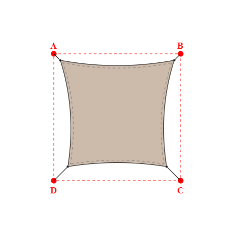 Voile d'ombrage rectangle en Soltis Lounge 96 Sandy beige 96-2135 - 4,49x4,19x3,89x4,19m