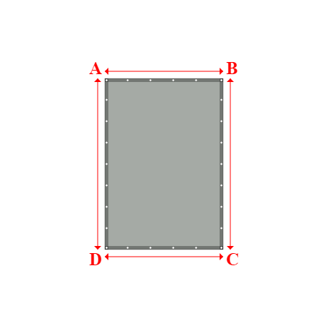 Bâche plate rectangle en Protect cover 705 670gr/m², toile PVC Etanche Gris clair RAL 7038 - 1.6600000000000001x2.4m