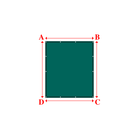 Bâche plate rectangle en Protect cover 705 670gr/m², toile PVC Etanche Vert industrie RAL 6026 - 1.6x1.87m