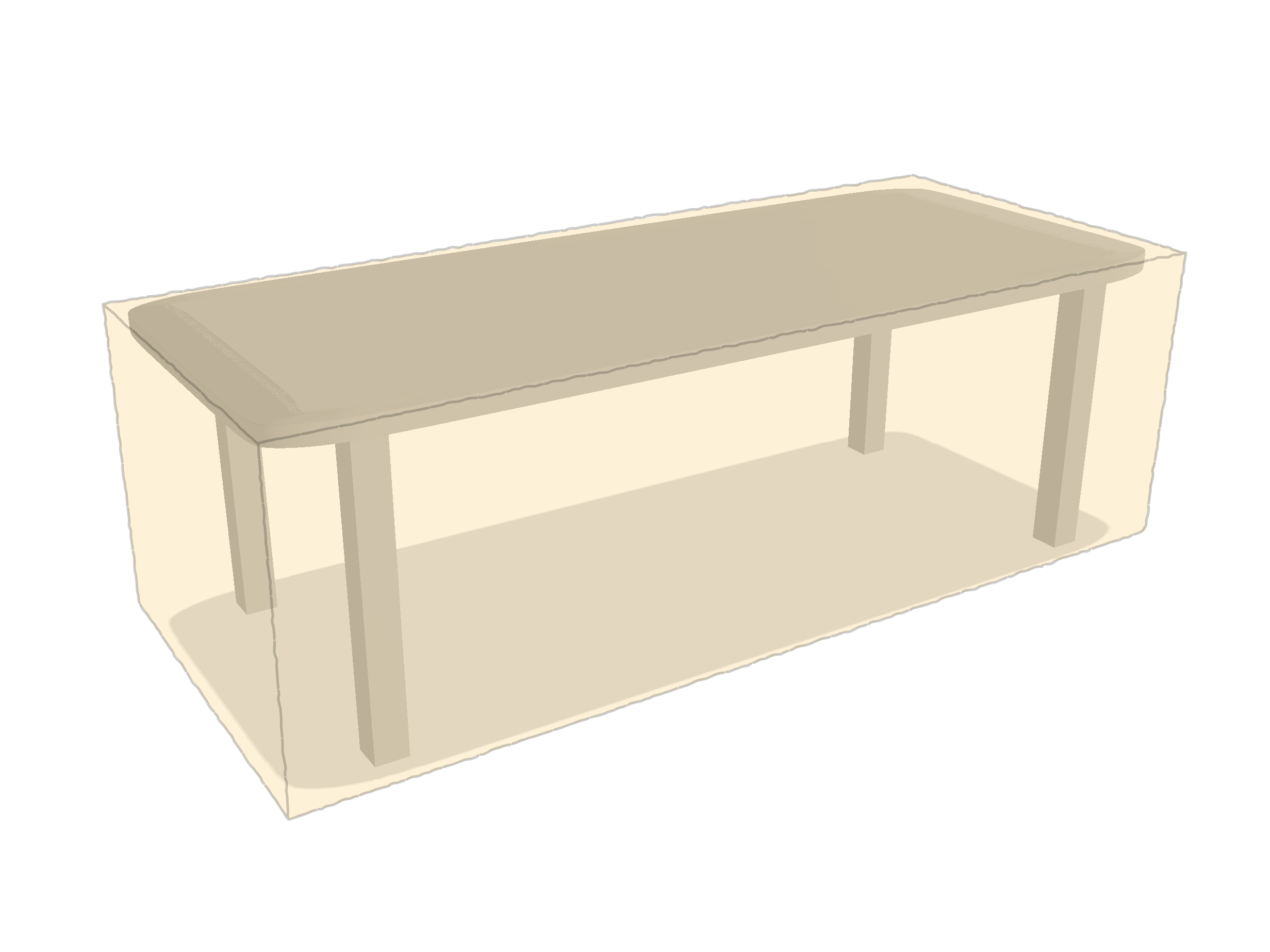 Table de jardin rectangle en Protect cover 705 670gr/m², toile PVC Etanche Beige ral 1015