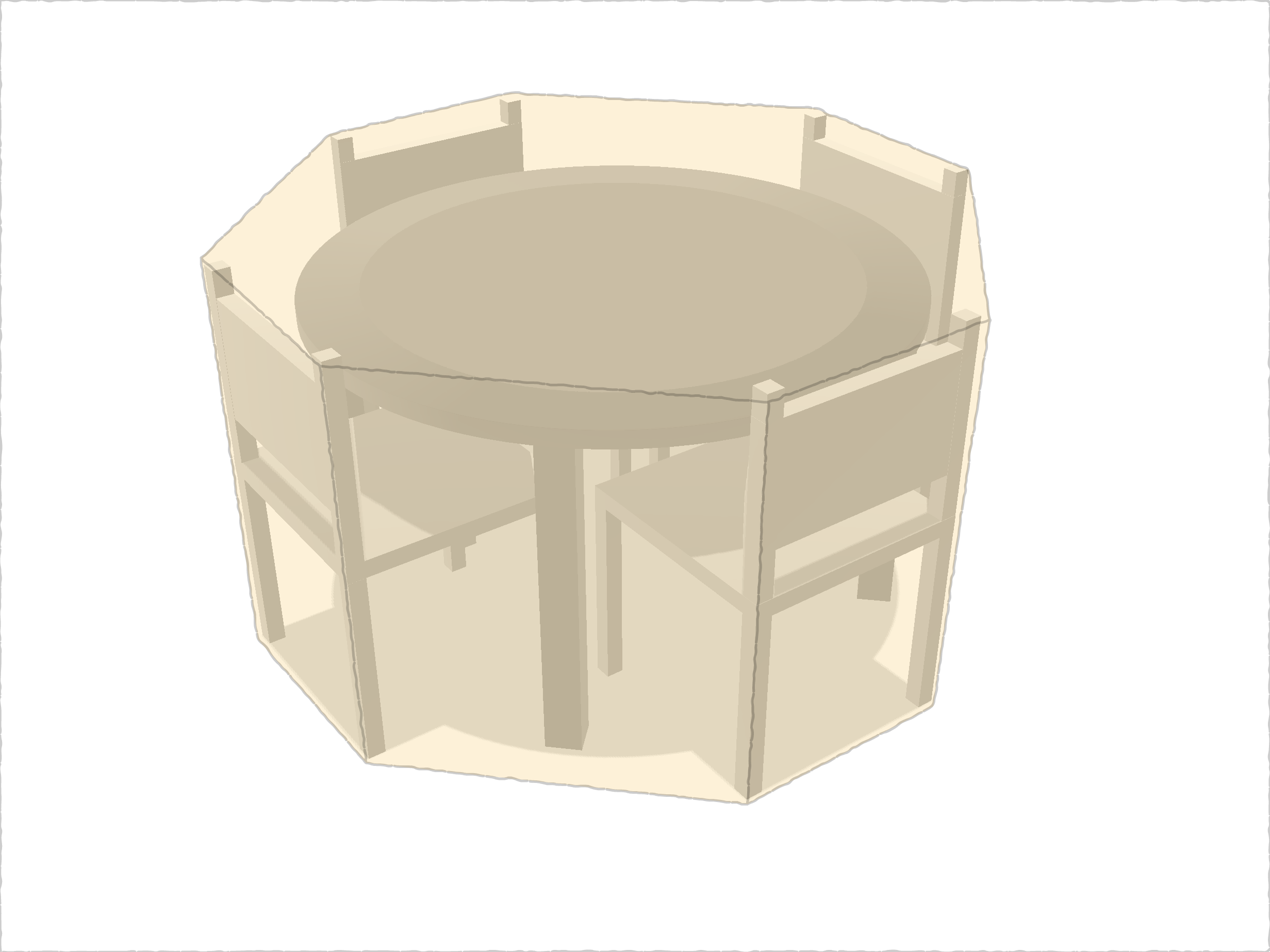 Table de jardin ronde avec chaises en Protect cover 705 670gr/m², toile PVC Etanche Beige ral 1015