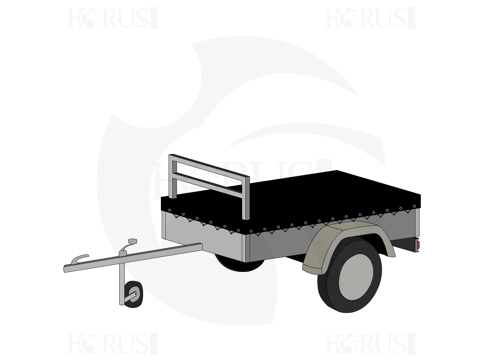 Bâche pour remorque LIDER cadix 39310 en Protect cover 705 670gr/m², toile PVC Etanche Noir RAL 9005