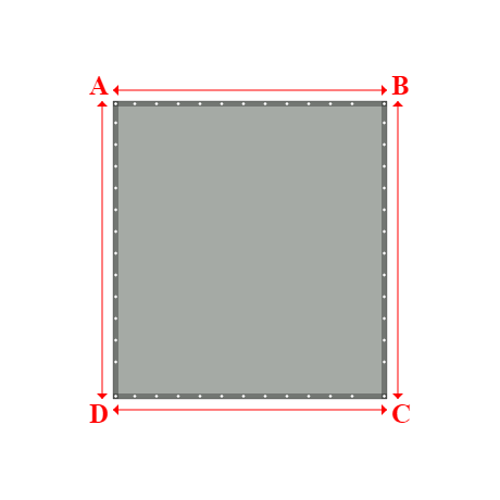 Bâche plate rectangle en Protect cover 705 670gr/m², toile PVC Etanche Gris clair RAL 7038 - 2.52x2.74m