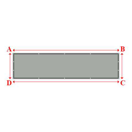Bâche plate rectangle en Protect cover 705 670gr/m², toile PVC Etanche Gris clair RAL 7038 - 3.7x0.9m