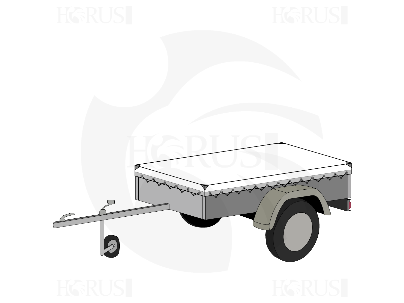 Bâche pour remorque bagagère Basse droite en Protect cover 705 670gr/m², toile PVC Etanche Blanc RAL 9016