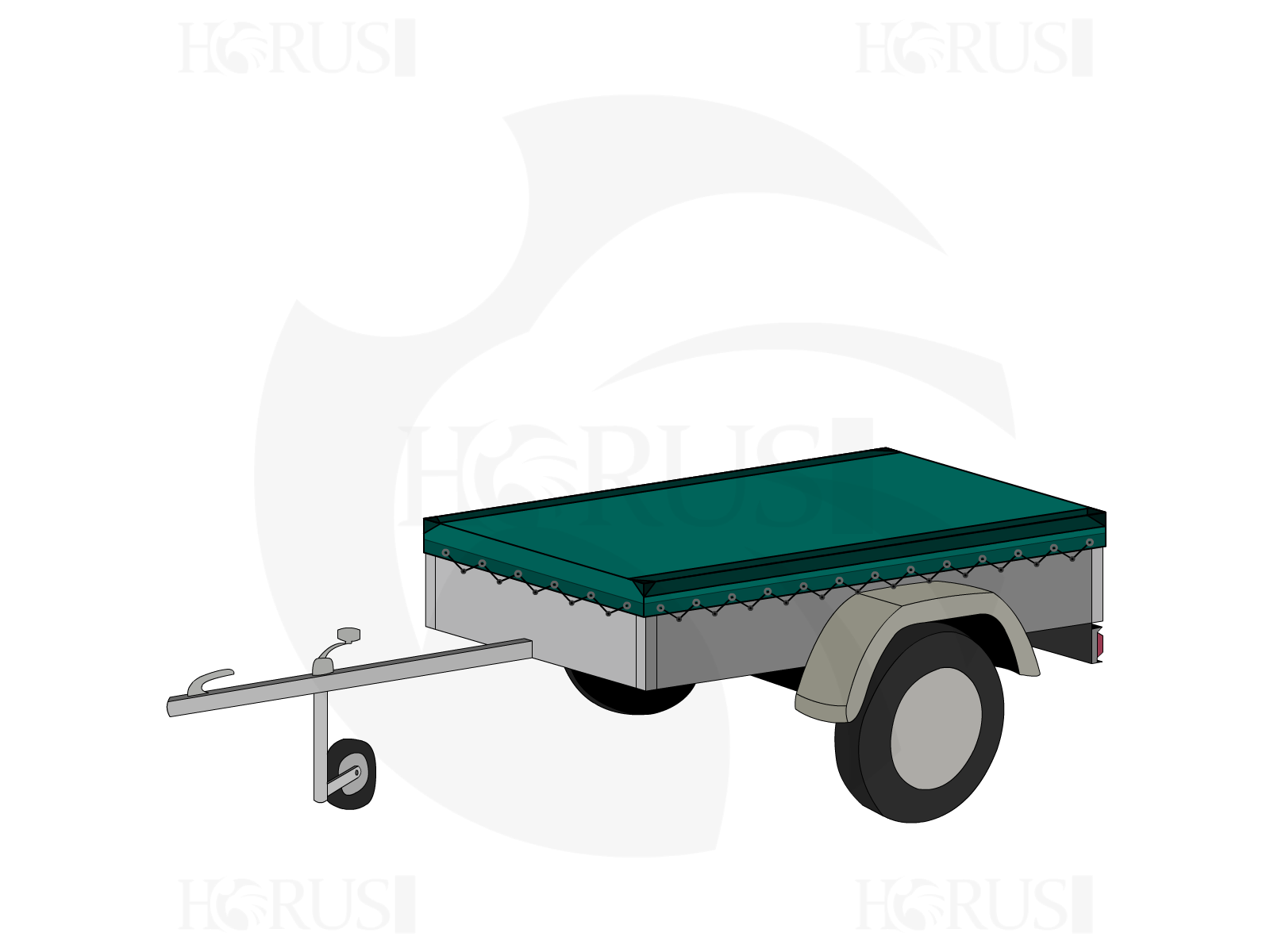 Bâche pour remorque bagagère Basse droite en Protect cover 705 670gr/m², toile PVC Etanche Vert industrie RAL 6026