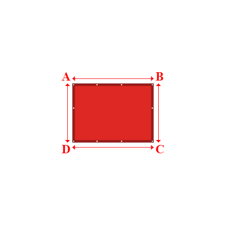 Bâche plate rectangle en Protect cover 705 670gr/m², toile PVC Etanche Rouge RAL 3002 - 1.6500000000000001x1.2m