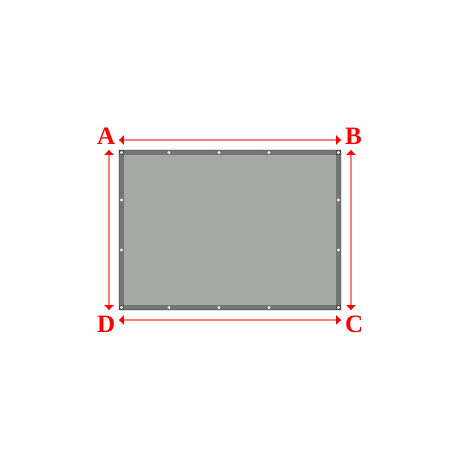 Bâche plate rectangle en Protect cover 705 670gr/m², toile PVC Etanche Gris clair RAL 7038 - 2.22x1.6m