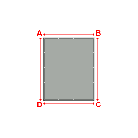Bâche plate rectangle en Protect cover 705 670gr/m², toile PVC Etanche Gris clair RAL 7038 - 1.7x2.1m