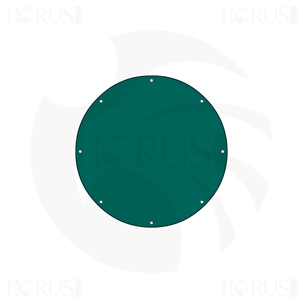 Bâche plate ronde en Protect cover 705 670gr/m², toile PVC Etanche Vert industrie RAL 6026 d'une diamètre de 2.15m