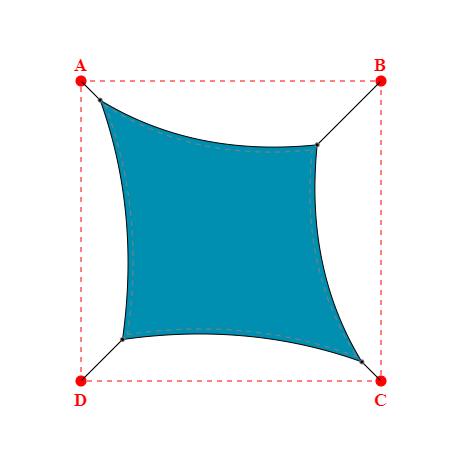 Voile d'ombrage carrée en Soltis Lounge 96 Acapuclo 96-50847 - 2,89x2,89x3,19x3,19m