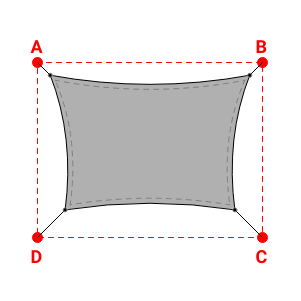 Voile d'ombrage rectangle en Soltis Perform 92 alu/blanc 92-2051 - 3,99x2,69x3,39x2,69m