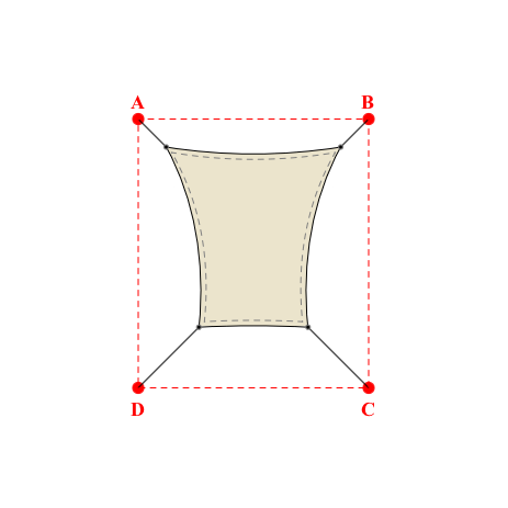 Voile d'ombrage rectangle en Soltis Perform 92 Karité 92-50843 - 1,59x1,64x0,99x1,64m