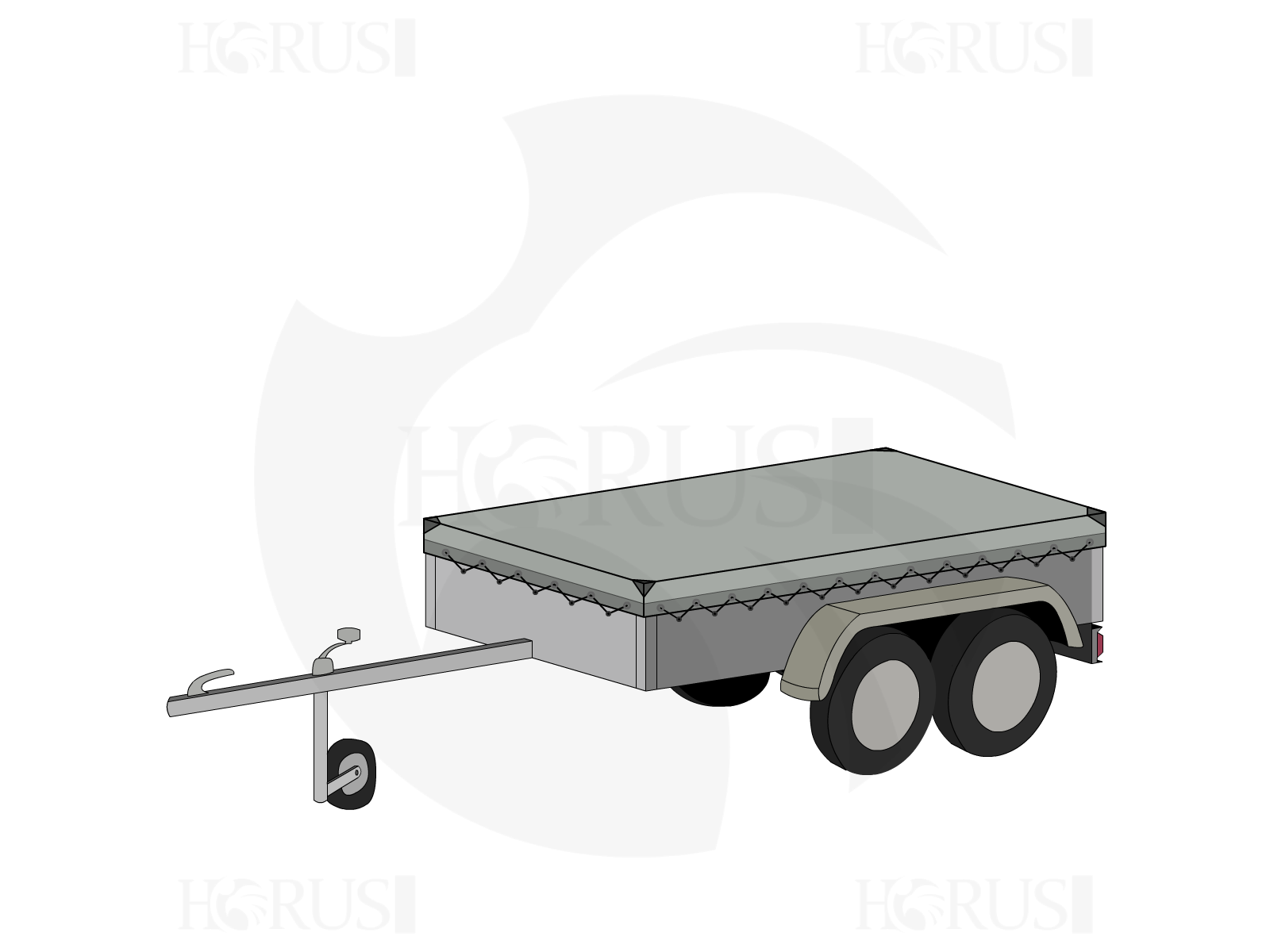 Bâche pour remorque TRELGO BRI 250 AF en Protect cover 705 670gr/m², toile PVC Etanche Gris clair RAL 7038