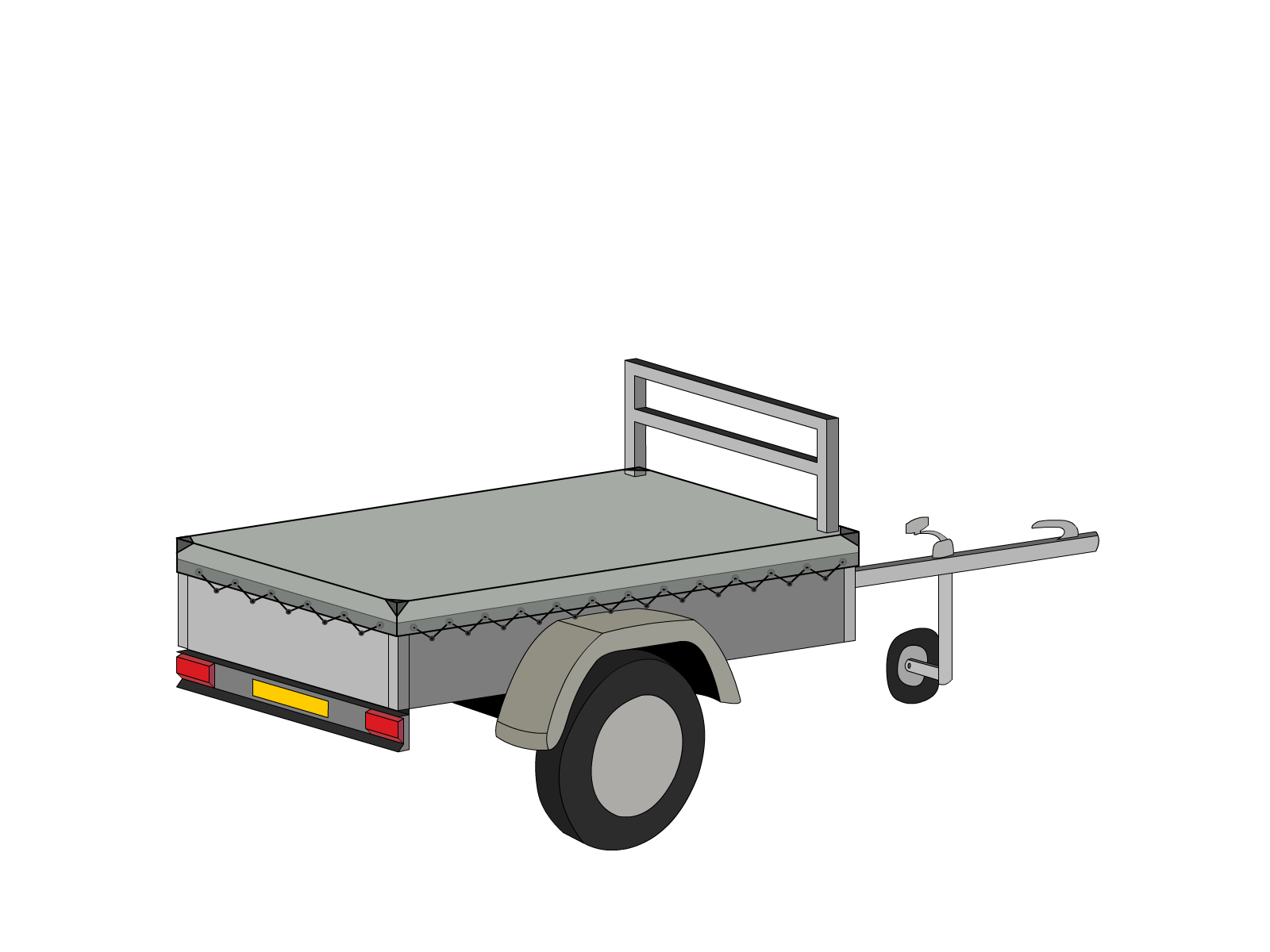 Bâche pour remorque bagagère Basse droite en Protect cover 705 670gr/m², toile PVC Etanche Gris clair RAL 7038