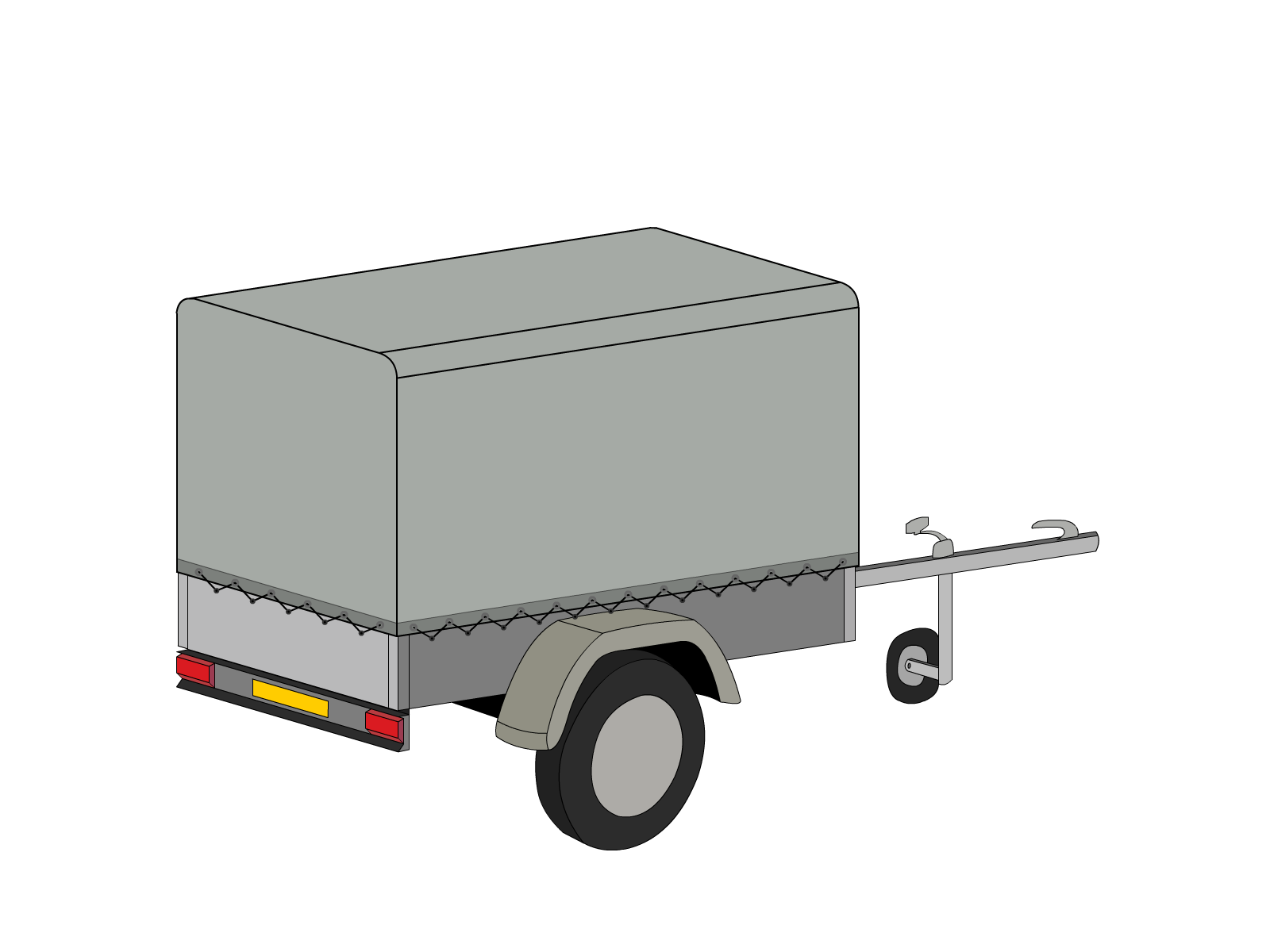 Bâche pour remorque bagagère Bord arrondi droite en Protect cover 705 670gr/m², toile PVC Etanche Gris clair RAL 7038