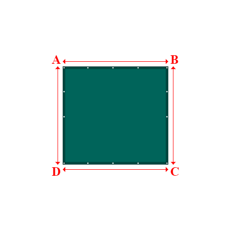 Bâche plate rectangle en Protect cover 705 670gr/m², toile PVC Etanche Vert industrie RAL 6026 - 2.1x1.95m