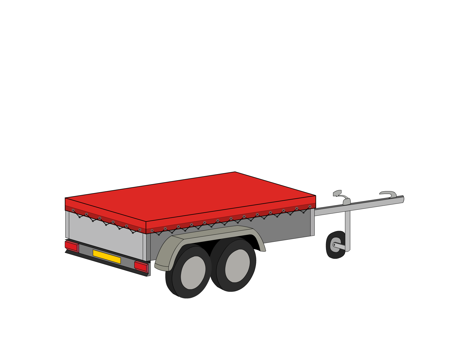 Bâche pour remorque bagagère Basse droite en Protect cover 705 670gr/m², toile PVC Etanche Rouge RAL 3002