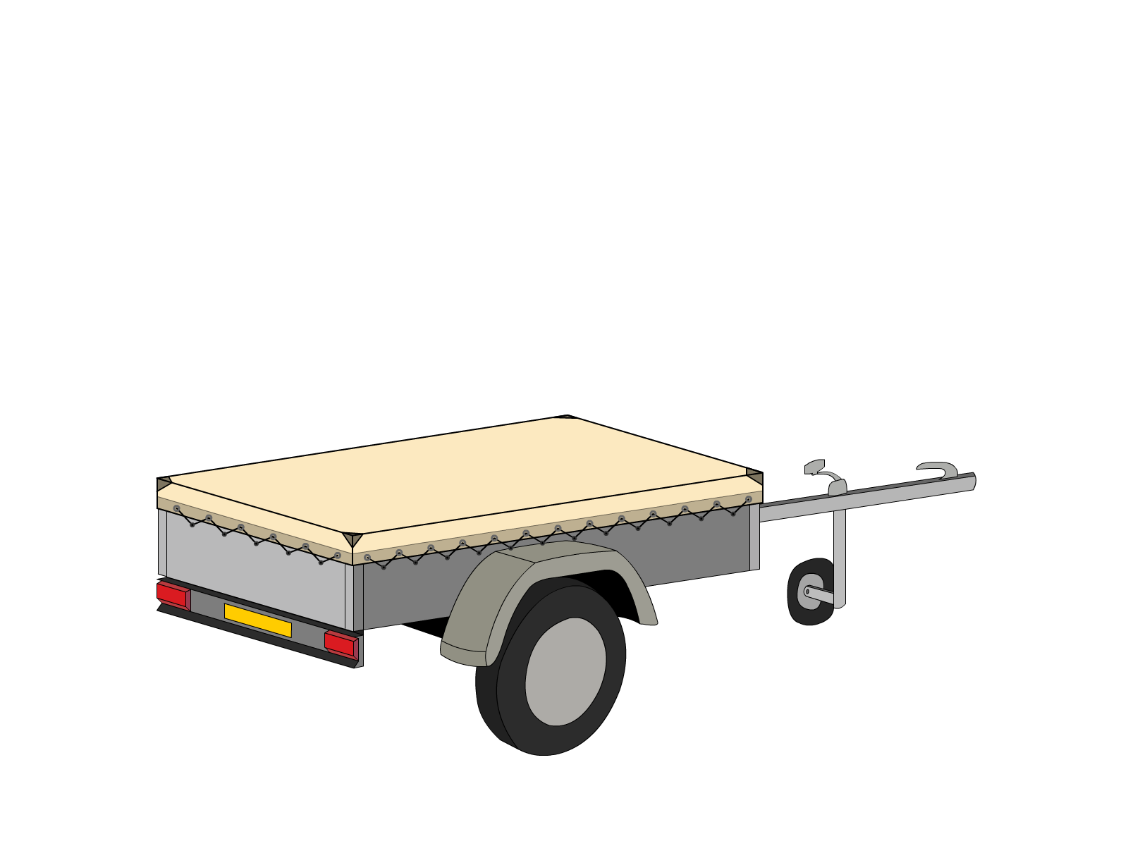 Bâche pour remorque bagagère Basse droite en Protect cover 705 670gr/m², toile PVC Etanche Beige ral 1015