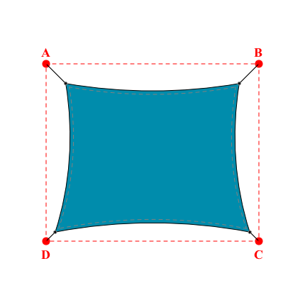 Voile d'ombrage rectangle en Soltis Perform 92 Lagon 92-2160 - 4,89x4,19x5,49x4,19m