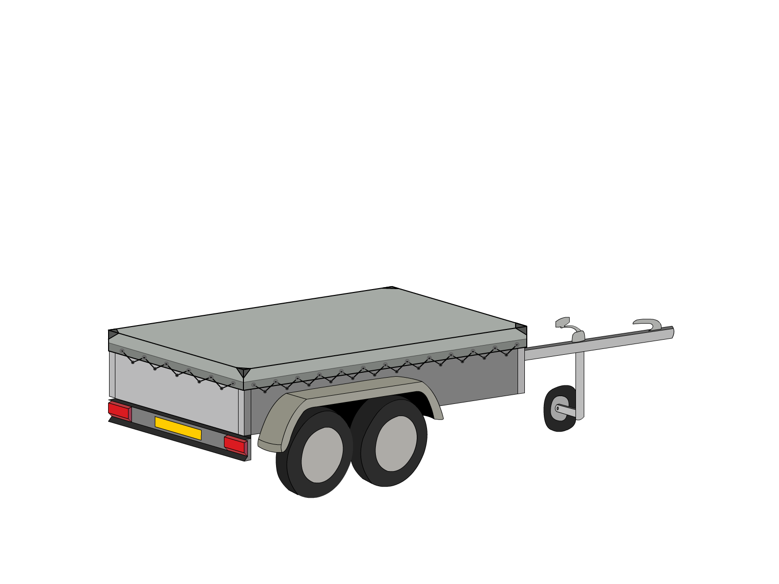 Bâche pour remorque bagagère Basse droite en Protect cover 705 670gr/m², toile PVC Etanche Gris clair RAL 7038